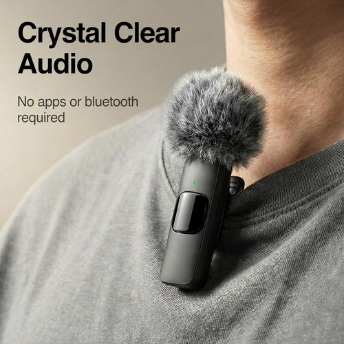 (Latest Model) - Wireless Mini Microphone for Iphone, Ipad, Android - 2 Pack Lavalier Microphone for Video Recording - Iphone Mic Crystal Clear Recording with USB-C for Content Creators